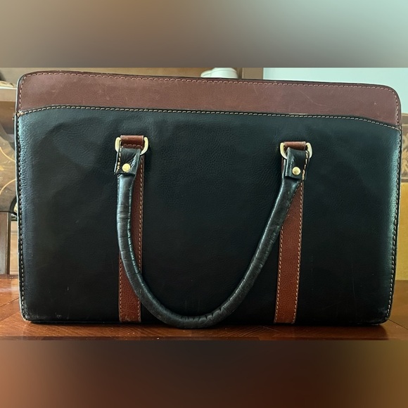 Vintage Y2K leather brief case black brown - Picture 2 of 8